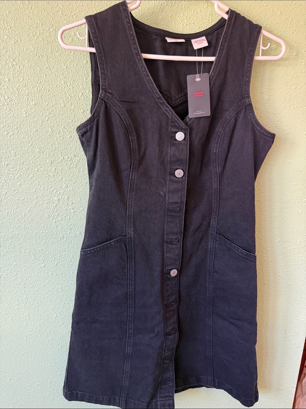 Levi's Black Sleeveless Button-Front Denim Dress